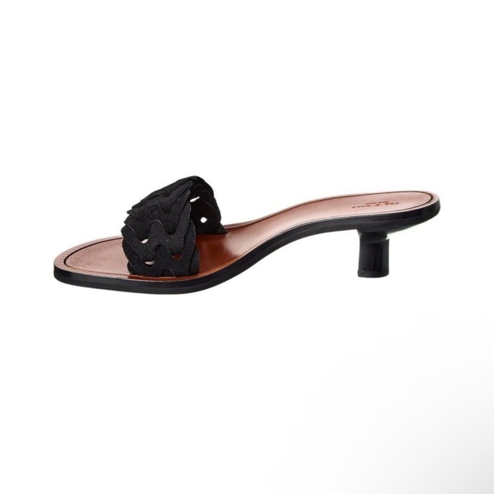 Rag & Bone New York Melrose Leather Kitten Heel Brown Black Braided Size 37/US 7 - Picture 2 of 11